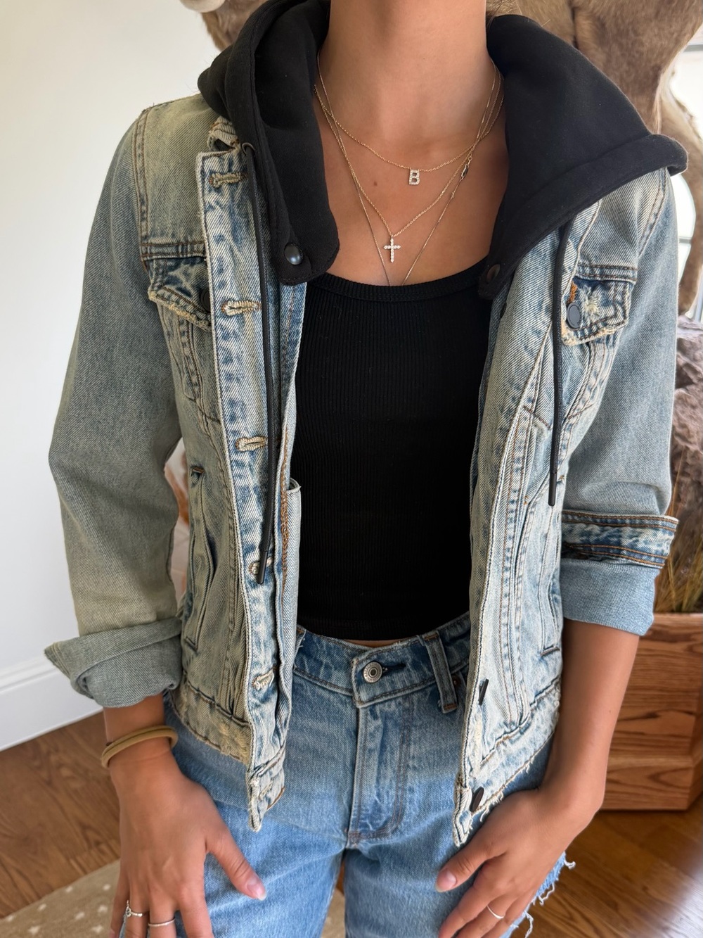 BLANKNYC Hooded Denim Jacket, nwot, M